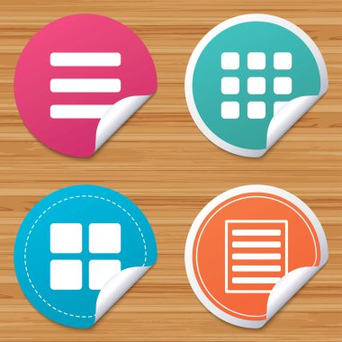 Menü simgeleri listelenmektedir. içerik görünümü seçenekleri.