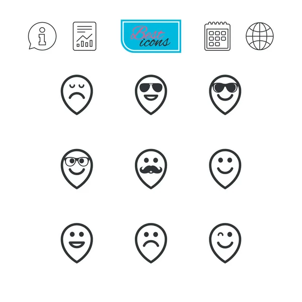 Иконки улыбки. Солнечные очки, усы и смех . — стоковый вектор