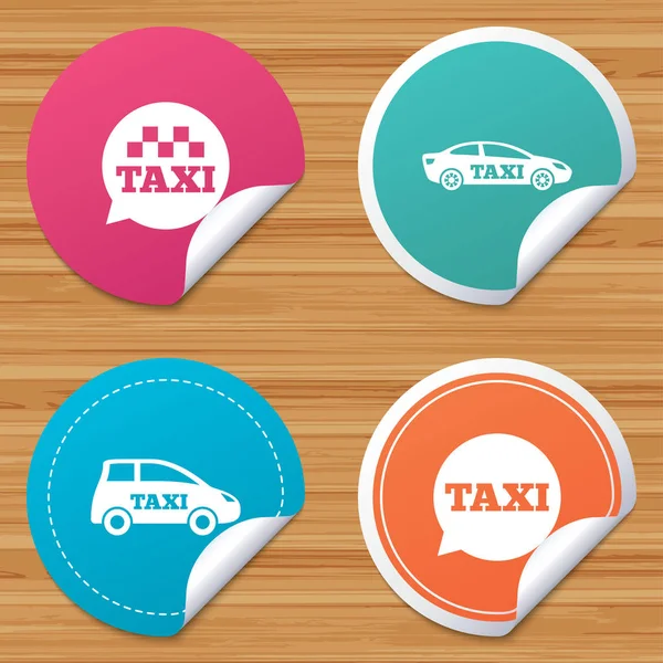 Public transport icons. Taxi speech bubble signs. — Stock Vector