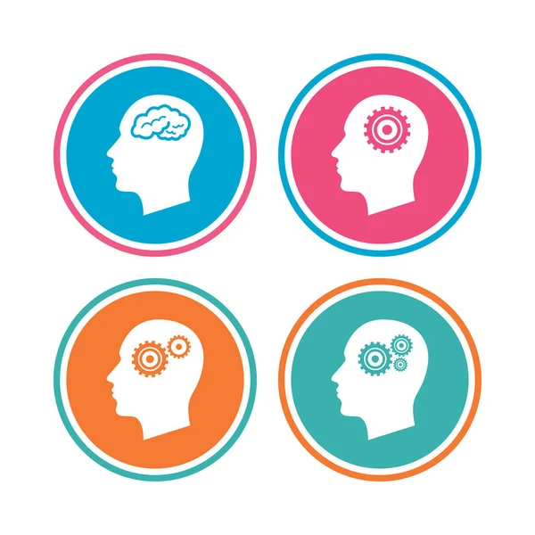 Head with brain icons — Stock Vector