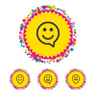 mutlu yüz konuşma balonu simgeler. işaretçi simgesi.