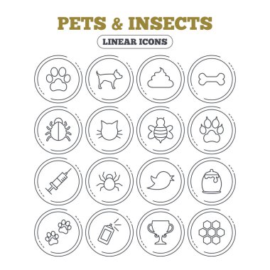 Pets and Insect icon. Dog, Cat paw with clutches. clipart