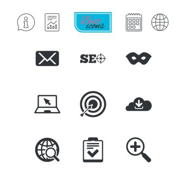 Internet, seo simgeler. Denetim listesi, hedef işaretleri.