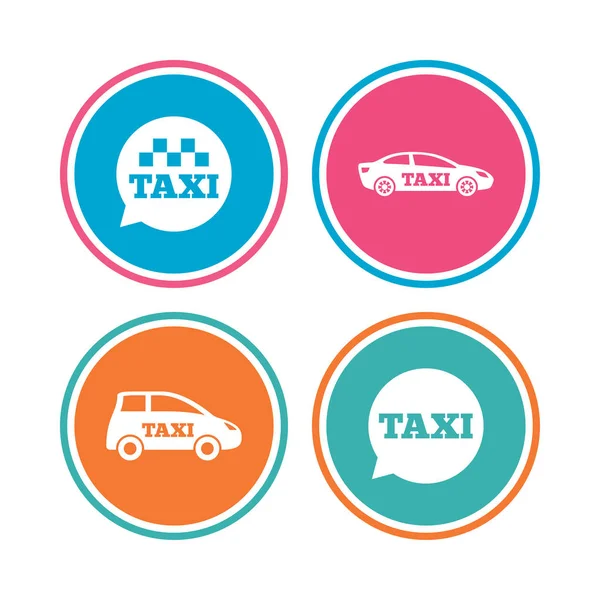 Iconos del transporte público. Señales de burbuja de voz de taxi . — Archivo Imágenes Vectoriales