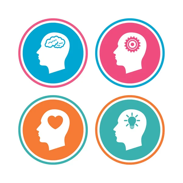 Head with brain icons — Stock Vector