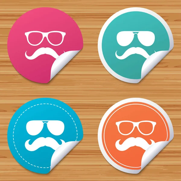 Mustache and Glasses icons — Stock Vector