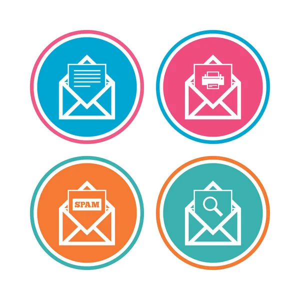 Post envelop-pictogrammen. bericht document symbolen. — Stockvector