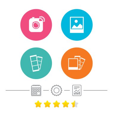 fotoğraf kamera simgesi. flaş ışığı ve peyzaj.