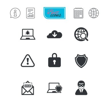 Internet gizlilik simgeler. Siber suç işaretleri.