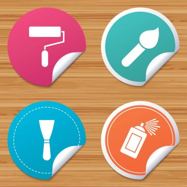 Rulo, fırça simgesi. Sprey ve Spatula.