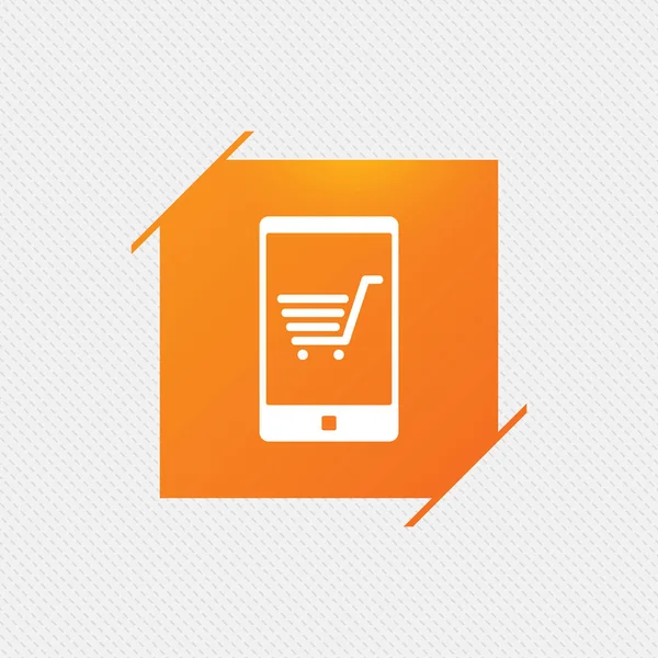 Smartphone met shopping cart teken pictogram. — Stockvector
