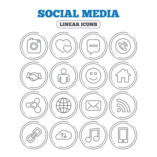 Ikony sociálních médií. Kruh plochá tlačítka — Stockový vektor