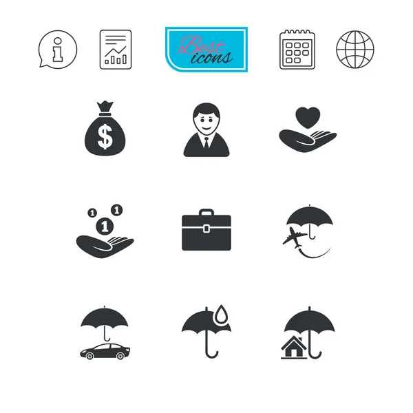 Iconos de seguros. Vida, bienes raíces y casa . — Vector de stock