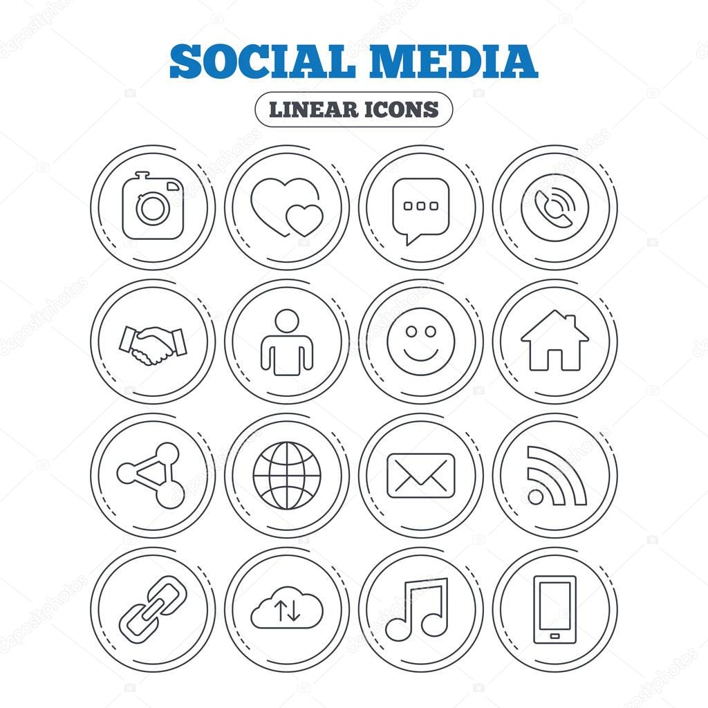 Social media icons. Circle flat buttons