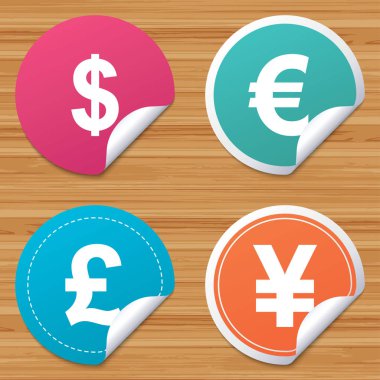Dolar, Euro, Pound ve Yen para birimi simgeleri.
