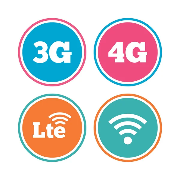 Icone delle telecomunicazioni mobili. 3G, 4G e LTE . — Vettoriale Stock