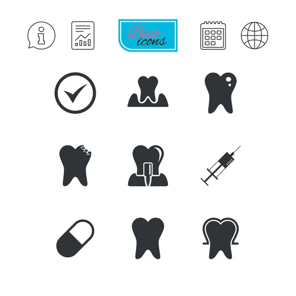 Tooth, dental care icons. — Stock Vector