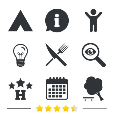 Bilgi, ampul ve Takvim ikonlar