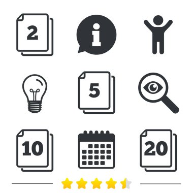 Bilgi, ampul ve Takvim ikonlar