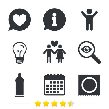 Bilgi, ampul ve Takvim ikonlar