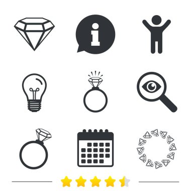 Bilgi, ampul ve Takvim ikonlar