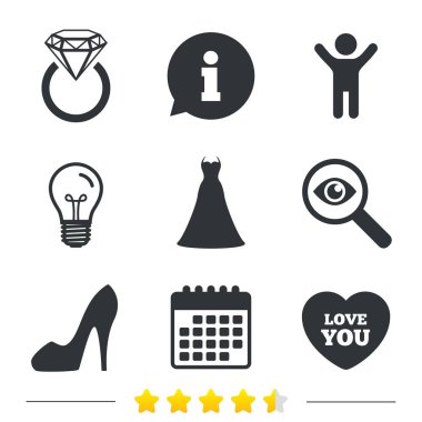 Bilgi, ampul ve Takvim ikonlar