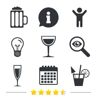 Bilgi, ampul ve Takvim ikonlar