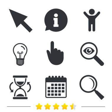 Bilgi, ampul ve Takvim ikonlar