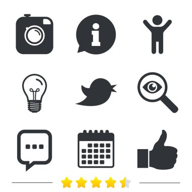 Bilgi, ampul ve Takvim ikonlar