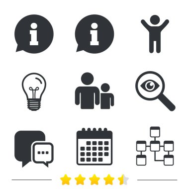 Bilgi, ampul ve Takvim ikonlar