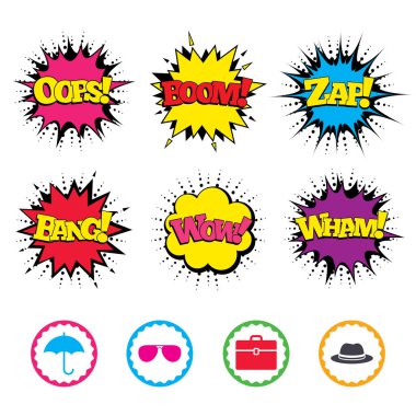 Şemsiye, güneş gözlüğü ve şapka ile hal.