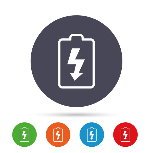 电池充电的标志图标。闪电符号. — 图库矢量图片