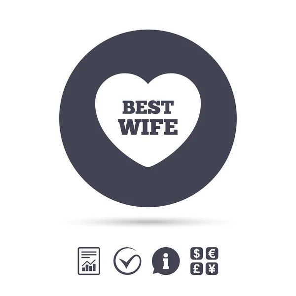 Best wife sign icon. Heart love symbol. — Stock Vector