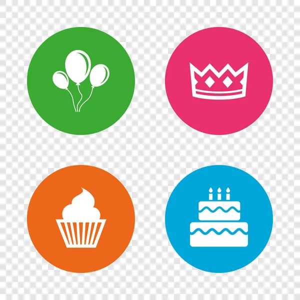 Icônes de fête d'anniversaire. Gâteau et symbole de cupcake . — Image vectorielle