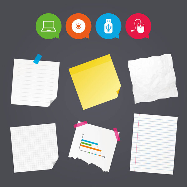 Ноутбук ПК и USB флэш-накопитель значки
.