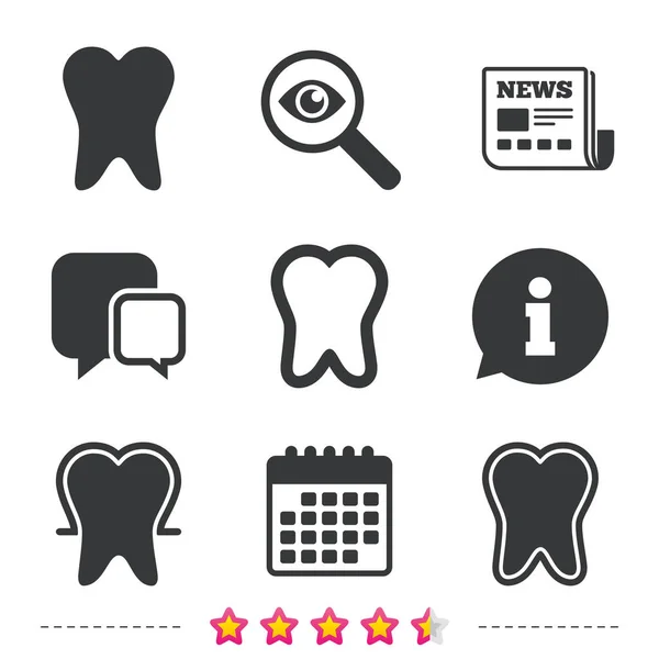 Tooth enamel protection icons. Dental care signs. — Stock Vector