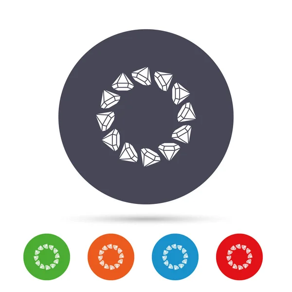 Jewelry sign icon. Diamonds circle symbol. — Stock Vector