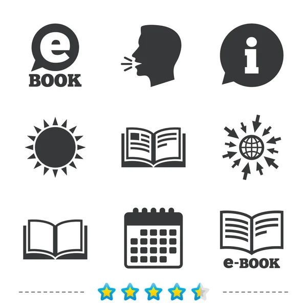 Elektronische boek tekenen. e-boek symbolen. — Stockvector