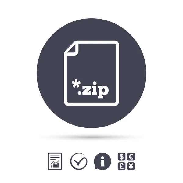 Archivo icono de archivo. Descargar botón ZIP . — Vector de stock