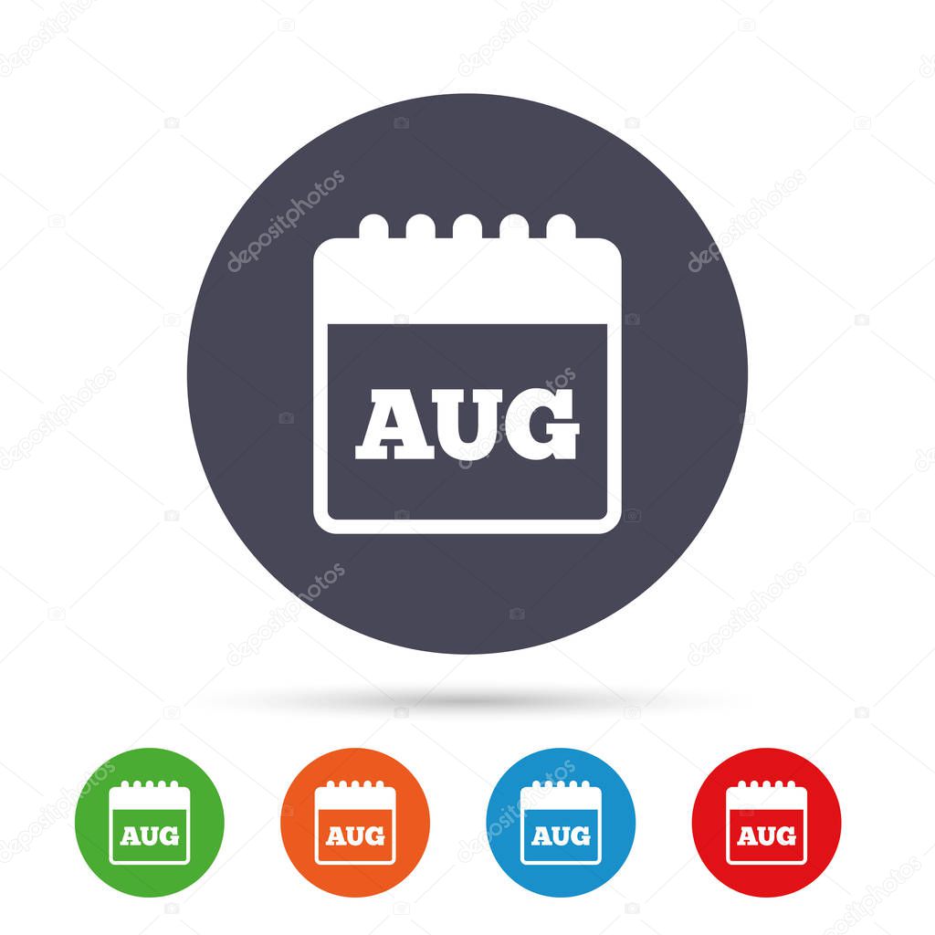 Calendar sign icon. August month symbol.