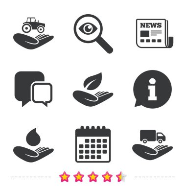 Yardım simgeleri eller. Koruma ve sigorta.