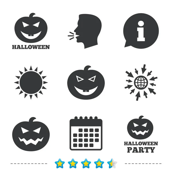 Halloween party iconen. Pompoen symbool. — Stockvector