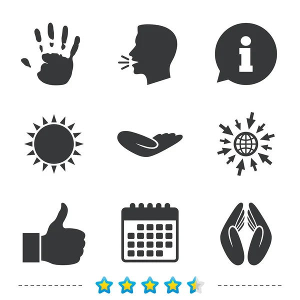 Hand icons. Like thumb up and insurance symbols. — Stock Vector