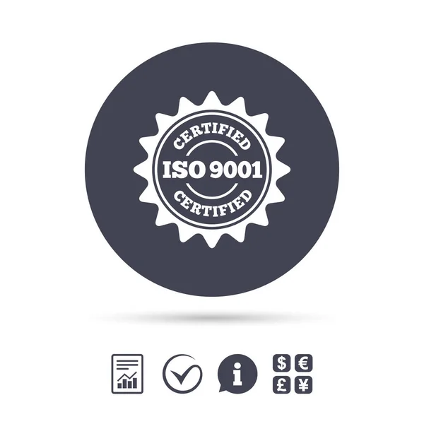 ISO 9001 zertifiziertes Zeichen. Zertifizierungsstempel. — Stockvektor