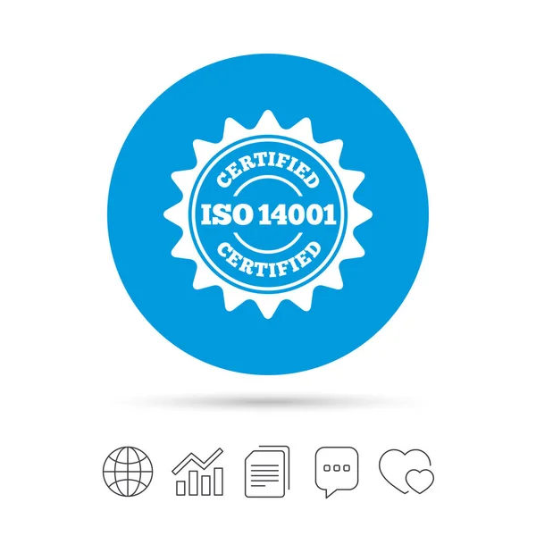 ISO 14001-sertifisert skilt. Sertifiseringsstempel . – stockvektor
