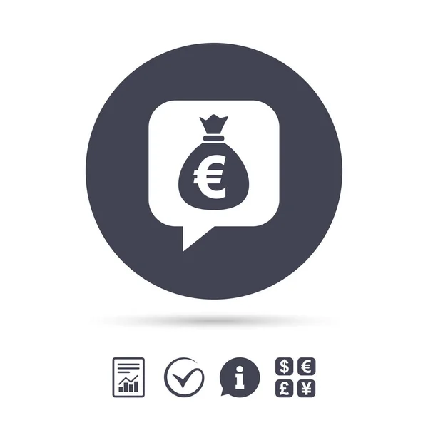 Icône de signe de sac d'argent. Euro EUR monnaie . — Image vectorielle