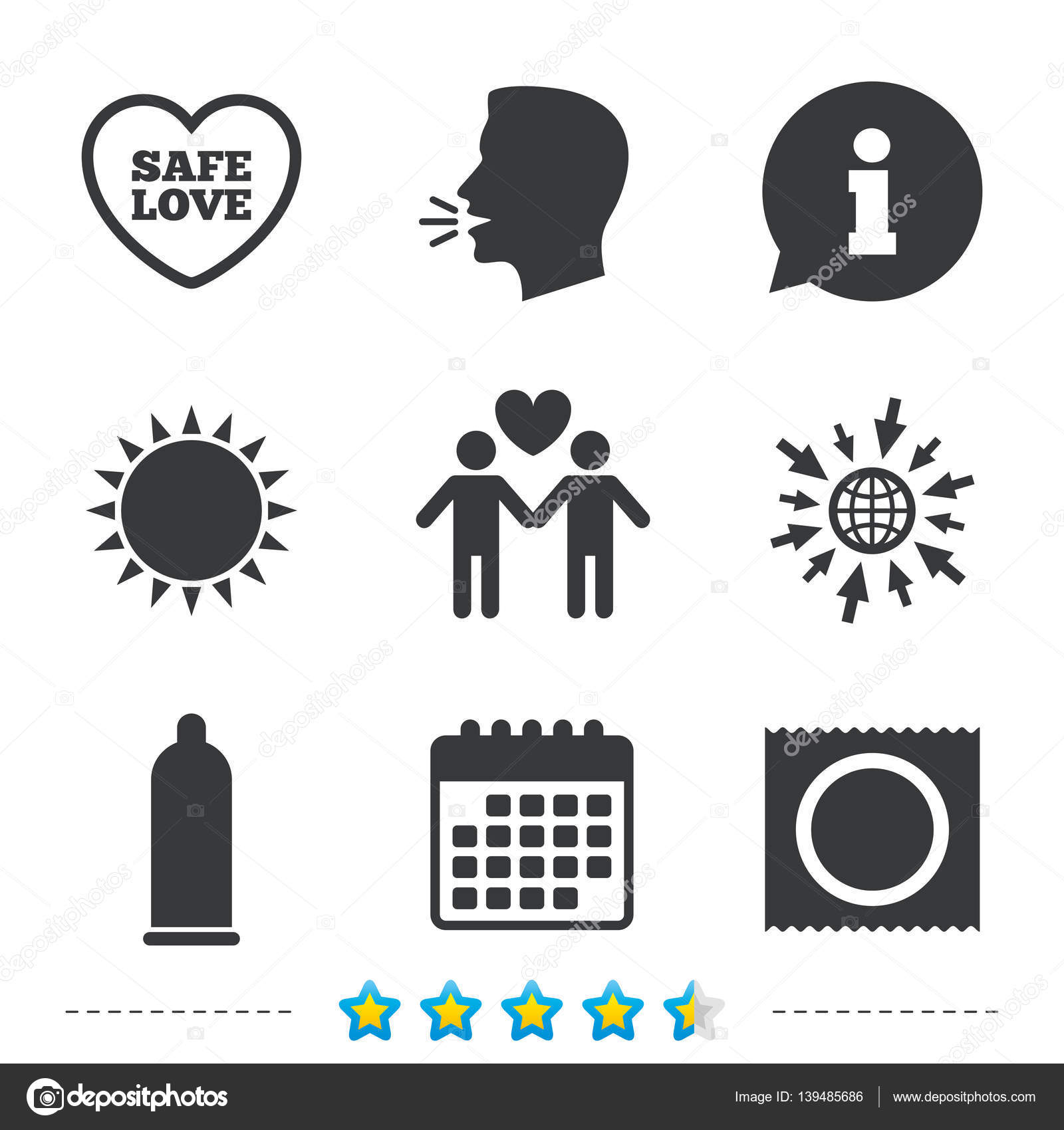 Condom Safe Sex Icons Vector Photo