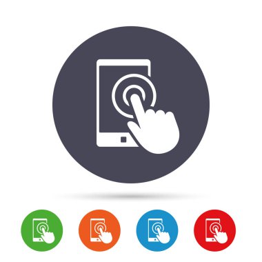 dokunmatik ekran smartphone işareti simgesi. el işaretçisi.