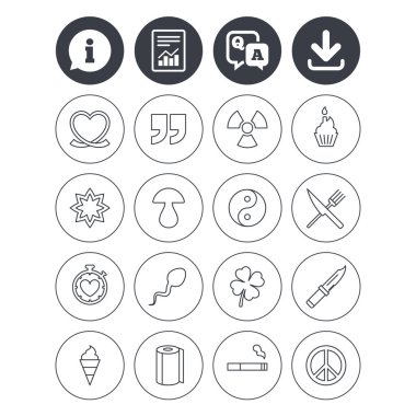 Evrensel simgeleri. Teklif, şerit kalp ve kek.