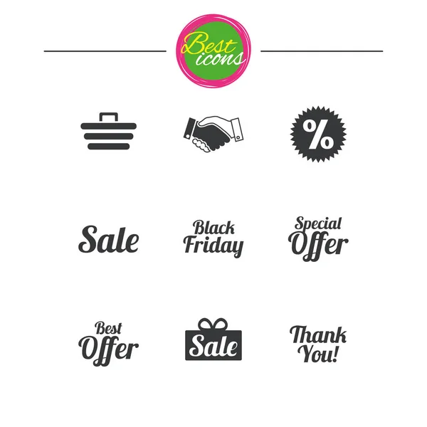 Sale discounts icons. Shopping, deal signs. — Stock Vector